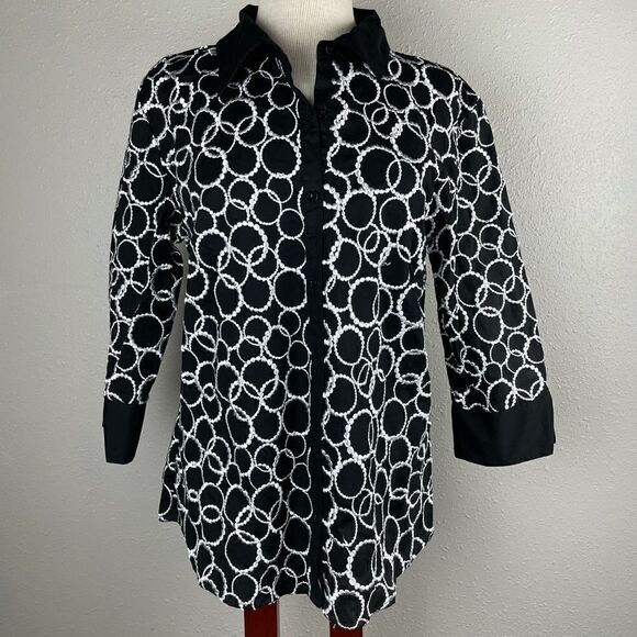 Luciano Dante Button Down 3/4 Sleeve Top Size XL EUC - Picture 1 of 5